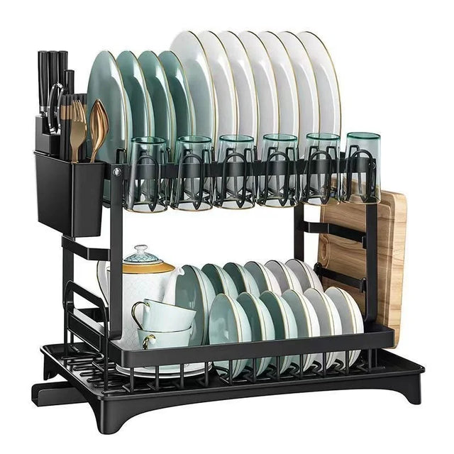 2-Tier Countertop Dish Drying Rack: Elevated Kitchen Clarity