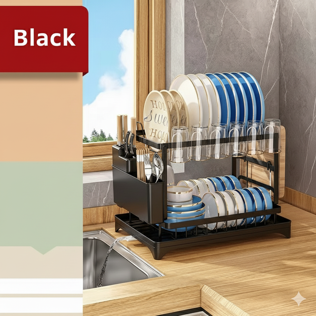 2-Tier Countertop Dish Drying Rack: Elevated Kitchen Clarity