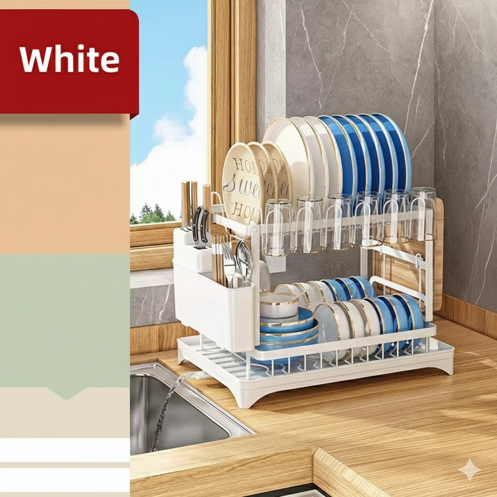 2-Tier Countertop Dish Drying Rack: Elevated Kitchen Clarity