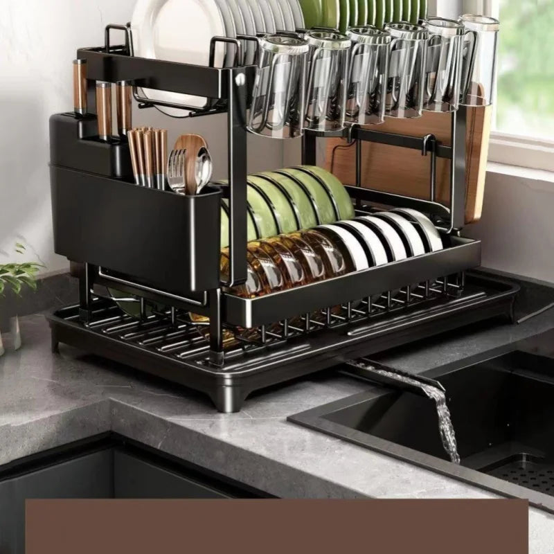 2-Tier Countertop Dish Drying Rack: Elevated Kitchen Clarity