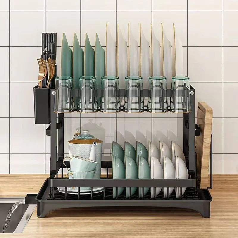 2-Tier Countertop Dish Drying Rack: Elevated Kitchen Clarity