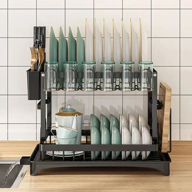 2-Tier Countertop Dish Drying Rack: Elevated Kitchen Clarity