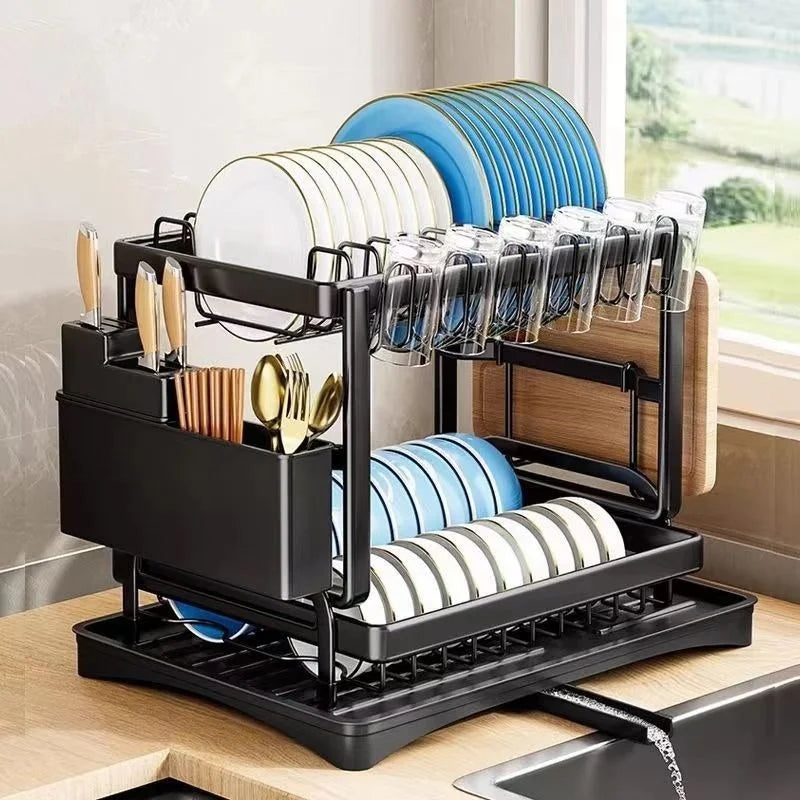 2-Tier Countertop Dish Drying Rack: Elevated Kitchen Clarity