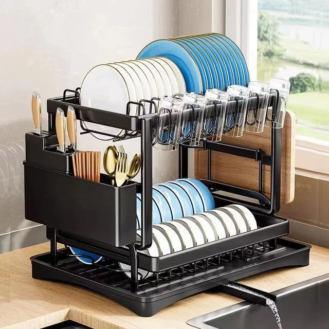 2-Tier Countertop Dish Drying Rack: Elevated Kitchen Clarity