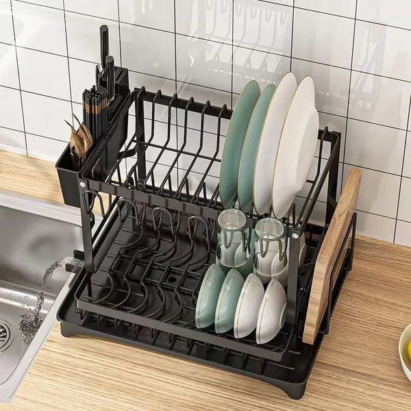 2-Tier Countertop Dish Drying Rack: Elevated Kitchen Clarity